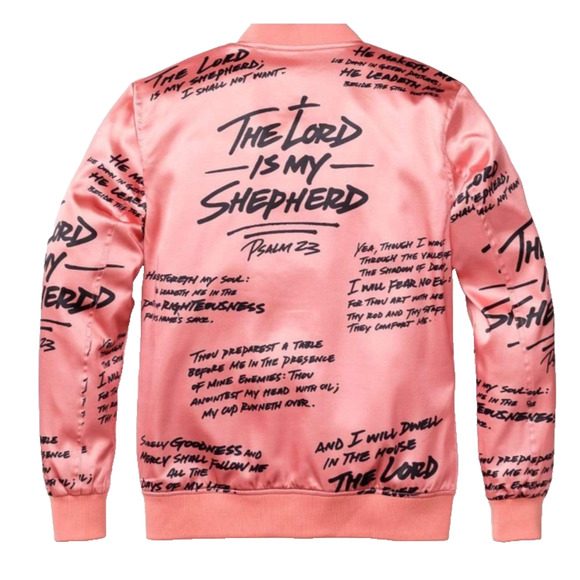 3:16 Collection “Psalm 23” Satin Bomber Jacket Rose-Gold Script Women’s XL Faith - Picture 2 of 8